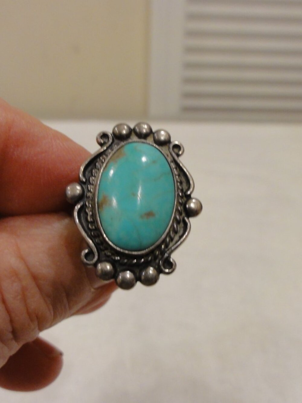 Vintage Bell Trading Post Sterling Silver Turquoise Ring Size 6.25